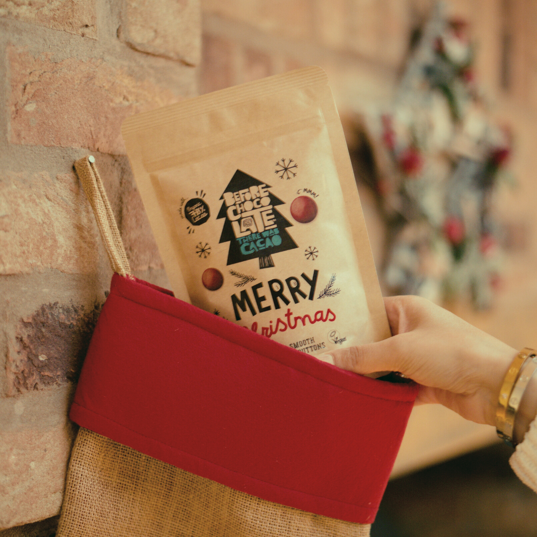 (5 packs) Merry Christmas Organic, Vegan Chocolate Buttons - Stocking fillers/hamper/gift box