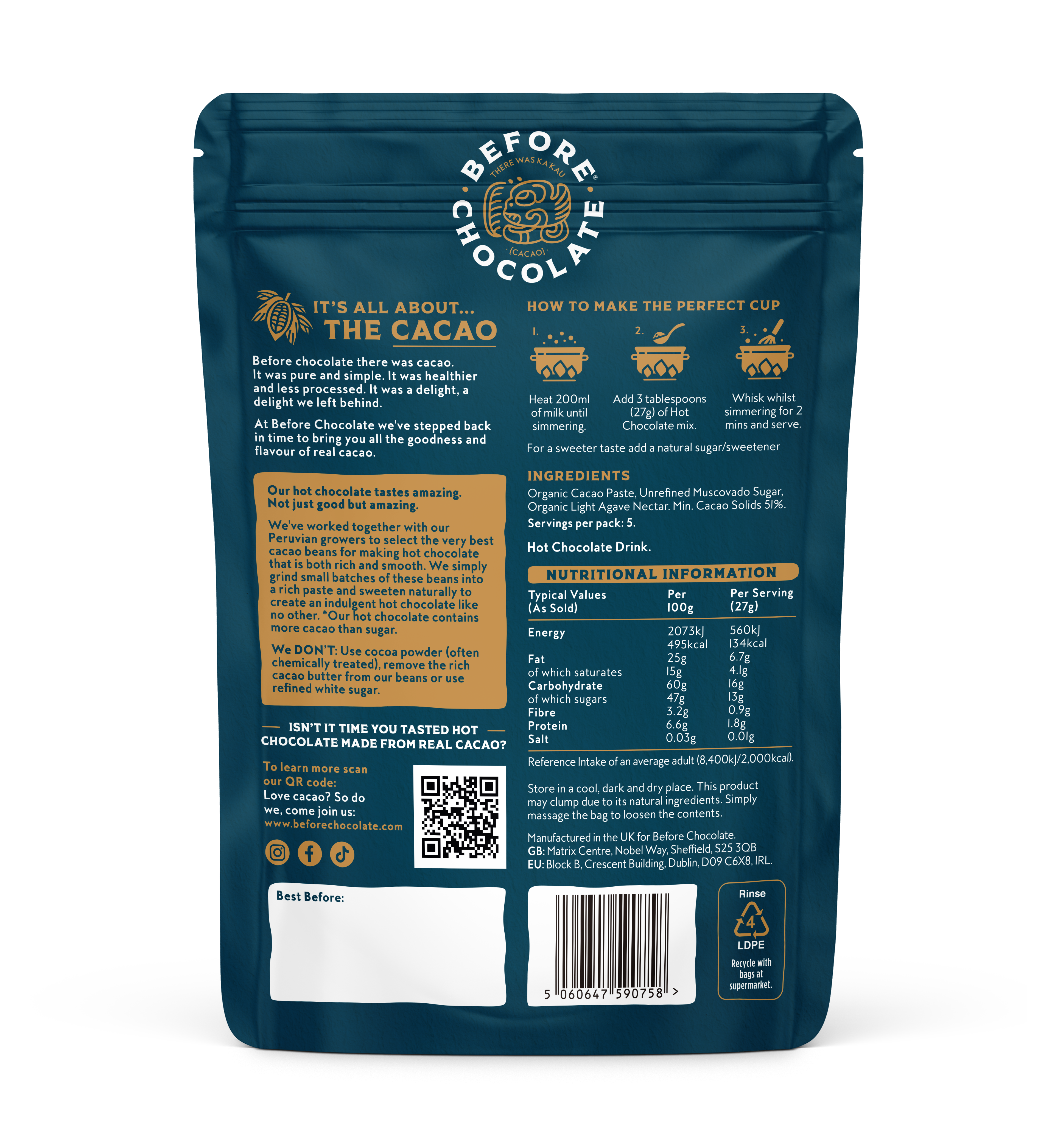 Original Hot Chocolate Made from Whole Cacao Bean (Featured on ITV)