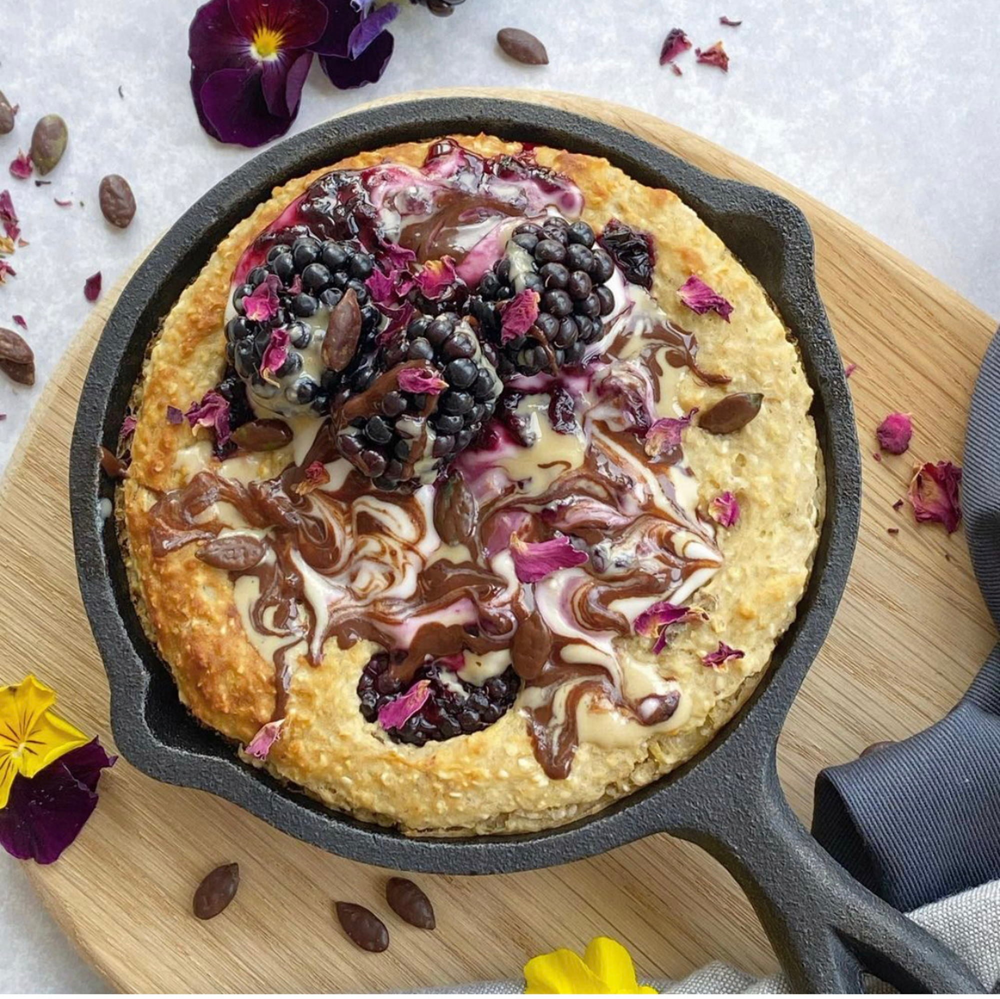 Baked Porridge with Chocolate and Blackberries